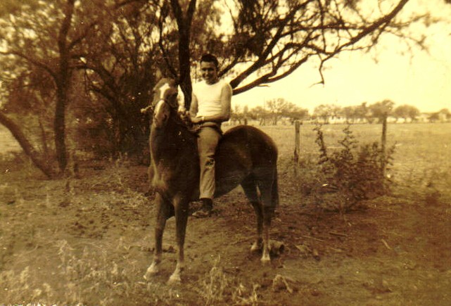 James riding his horse Sunny Boy